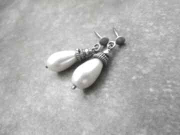 perłami krople srebro: perły seashell kolczyki na sztyftach
