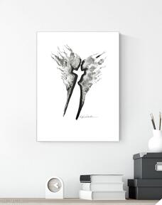 Grafika A4 malowana ręcznie, minimalizm, abstrakcja czarno biała art krystyna siwek do salonu