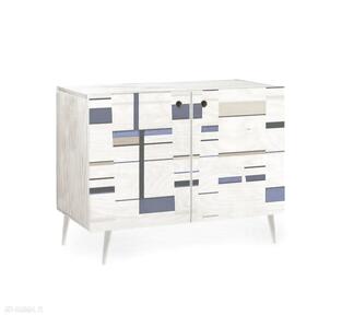 Komoda "credenza double" w stylu mid century prl ze sklejki - abstract geo dekoracje art and