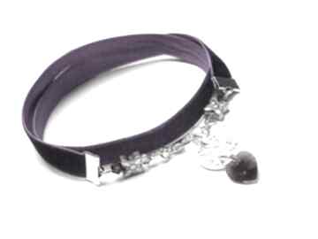 Choker - purple naszyjnik ki ka pracownia, aksamitka, swarovski, hematyty