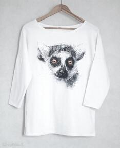 Lemur bawełniana oversize L xl biała gabriela krawczyk bluzka, bluza, koszulka, bawełna