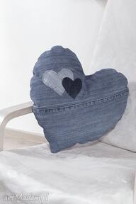Poduszka serce recykling jeansu gabiell - jeans, prezent - wygoda