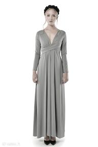 Magdalena patria grey - szara sukienka maxi milita nikonorov suknia, wieczorowa, jersey