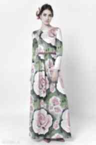 Suknia - botanical garden sukienki milita nikonorov długa, jersey, róże