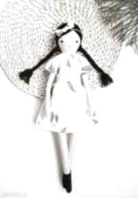 Bawełniana szmaciana laleczka sukienka listki mallow lalka, handmade, warkocze, prezent