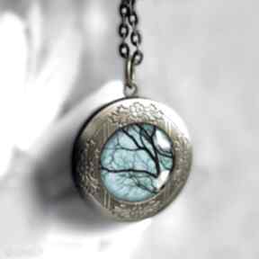 Tajemnicze - piękny medalion otwierany naszyjniki gala vena drzewo, turkusowy, oryginalny
