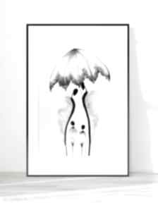 Obraz 50x70 cm wykonany ręcznie, 3467816 art krystyna siwek do salonu, grafika czarno biała