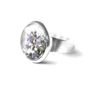 Pierścionek - fioletowy kwiat yenoo, kwiaty, pierścień, retro, prezent