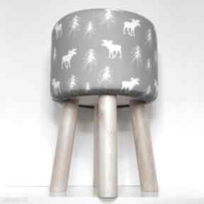 Pufa szary renifer - 45 cm czarna owca store krzesło, puf, hocker, vintage, siedzisko
