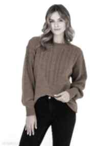 Sweter w charakterze bluzy - swe322 miodowy mkm swetry, swetrowa, brązowy na jesień