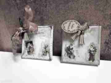 Pomysł na prezent! 2 mini obrazki na święta retro styl dekoracje świąteczne ilolawo handmade