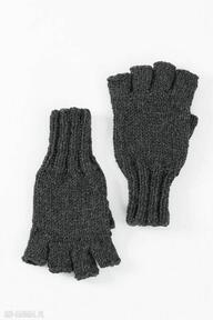 Męskie wełniane mitenki rękawiczki mon du, bezpalczatki, antracytowe, alpaka
