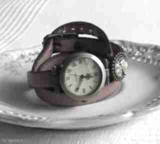 vintage z grafiką skórzany czerwony zegarki malowanaskrzynia biżuteria, zegarek, bransoletka