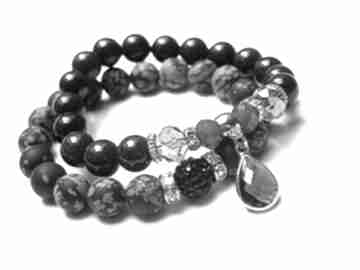 Black graphite set obsydiany marmur shamballa komplet dwóch