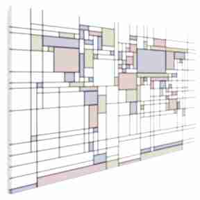 Obraz na płótnie - 120x80 cm 38301 vaku dsgn mapa, kontynenty, prostokąty, mondrian