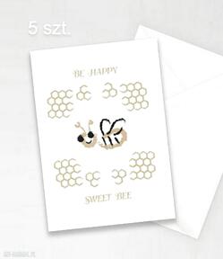 dla gości, zaproszenia, fajne - zestaw 5 kartek annasko kartki, podziękowania, pszczólka