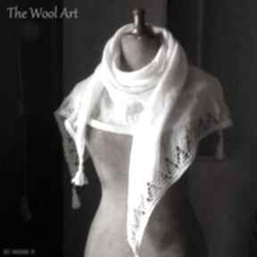 Delikatny letni the wool art szal, wełniany, lniany, na lato, prezent