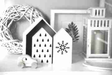 Domek domki gwiazda: choinka: święta: drewniane dekoracje świąteczne