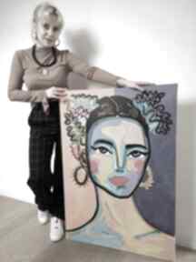 Duży obraz płótnie portret kobiety fowizm ekspresjonizm salonu
