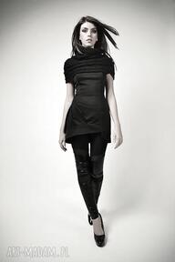 Mała czarna z sukienki milita nikonorov ekskluzywna, luksusowa, asymetria