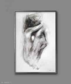 Szkic kochanków - 50x70cm galeria alina louka kobieta, miłość obraz, mężczyzna, czarno biała