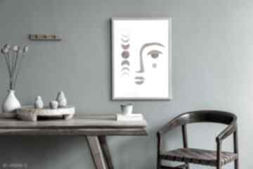 30x40 cm - twarz plakaty gabriela krawczyk plakat, wydruk, boho, ksieżyc, fazy