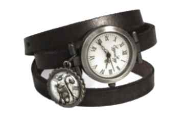 Steampunkowy kot zegarek bransoletka skórzanym pasku steampunk