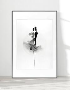 Obraz 50x70 cm wykonany ręcznie, 3467814 plakaty art krystyna siwek do salonu, grafika czarno