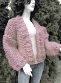 giant knitting, duże oczka olbrzymi wełniany, kolorowy sweter oversize - kardigan grube