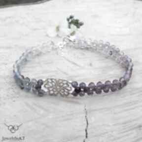 Fluorytowa kolorowa - jewelsbykt srebrna bransoletka, efektowna, biżuteria z kamieniami