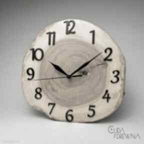 Drewniany zegar z plastra drewna wiązu - 30 cm zegary cuda, z wiąz