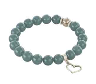 Sea green jade with golden point heart serce jadeit hematyt modna