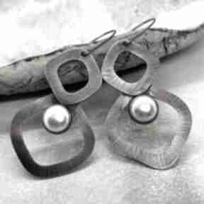 kolczyki z perełką c767 artseko miedziane, z miedzi, perły swarovskiego, stara miedź