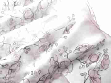 Biały szal jedwabny kwiaty wiśni ręcznie malowany chustki i apaszki minkulul chusta - wzór