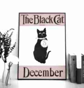 Plakat - black cat, retro, 40x50 cm 6-2 0003 plakaty raspberryem vintage, do salonu, z kotem