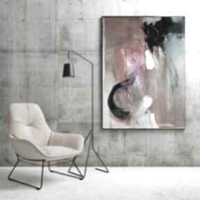 Duża abstrakcja z różem 100x70 galeria alina louka do salonu, obraz, sypialni, abstrakcyjny