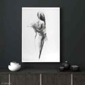 Szkic - 50x70 galeria alina louka kobieta plakat, obraz - czarno biała grafika kobieca