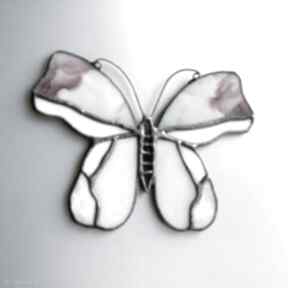 Motyl witrażowy różowiak elegancik witraże pi art, witraż, zawieszka, okno