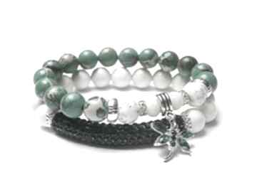 Dragonfly emerald ivory duo muszla jaspisy shamballa ważka