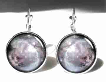 Fioletowa - wiszące eggin egg nebula, kosmos, galaktyka, duże, kolczyki