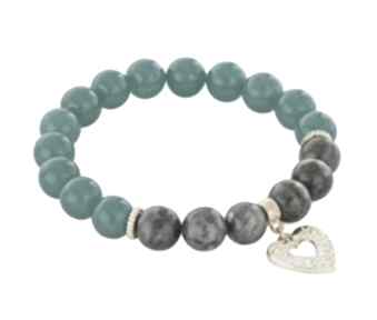 Sea green jade black labradorite with heart jadeit labradoryt