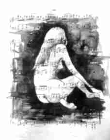 Akwarela, akt kobieta muzyka: kobieca: naga adriana laube art