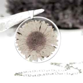 Naszyjnik z prawdziwymi suszonymi kwiatami, rośliny w żywicy z1484 herbarium jewelry kwiaty