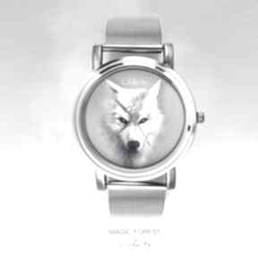 Upominki święta: zegarek, bransoletka - biały wilk magic forest watch lili arts, modny