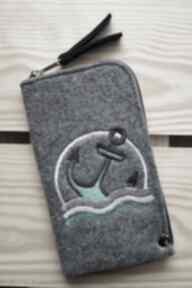 Filcowe etui na telefon - kotwica happy art smartfon, pokrowiec - morski motyw, prezent