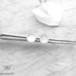 Liliowe kropki agatu 8mm - kolczyki jewelsbykt srebrne, wkrętki, okrągłe na codzień, biżuteria