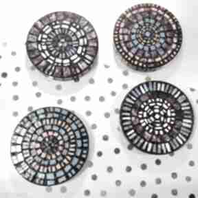 czerń - turkus - fiolet pi art podkładki, mozaika, malarstwo, fiveoclock, unikat