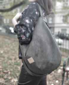 Duża torba worek z eko zamszu khaki na ramię sabi tatka hobo, bag - pojemna torebka