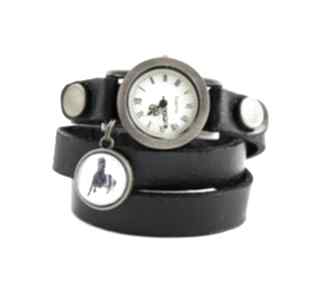Bransoletka, zegarek - czarny koń 2, skórzany lili arts, prezent