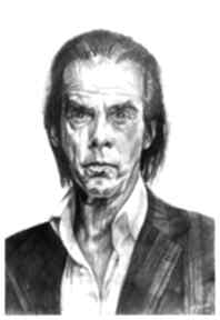 Nick cave - seria ikony A3 sztuka po godzinach, muzyka, portret, bad seeds, ołówek